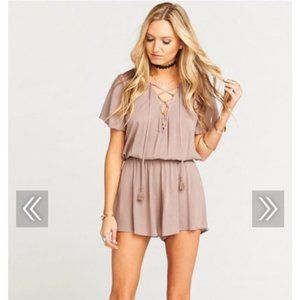 SMYM Williamsburg Caged Romper in Dune Cloud XS